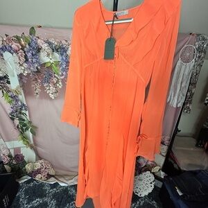 Allsaints Liana Waimea Dress in Zesty Orange. NWT Size 6